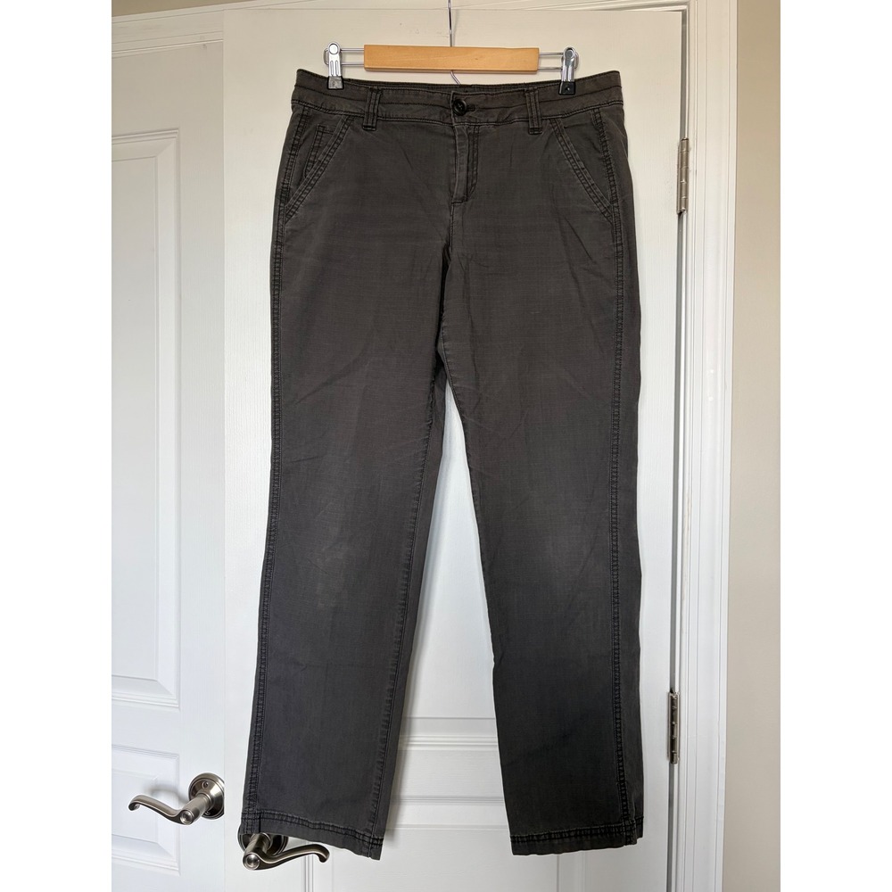 Eddie Bauer Womens Gray Ripstop Straight Leg Chino Pants Size 10 Charcoal